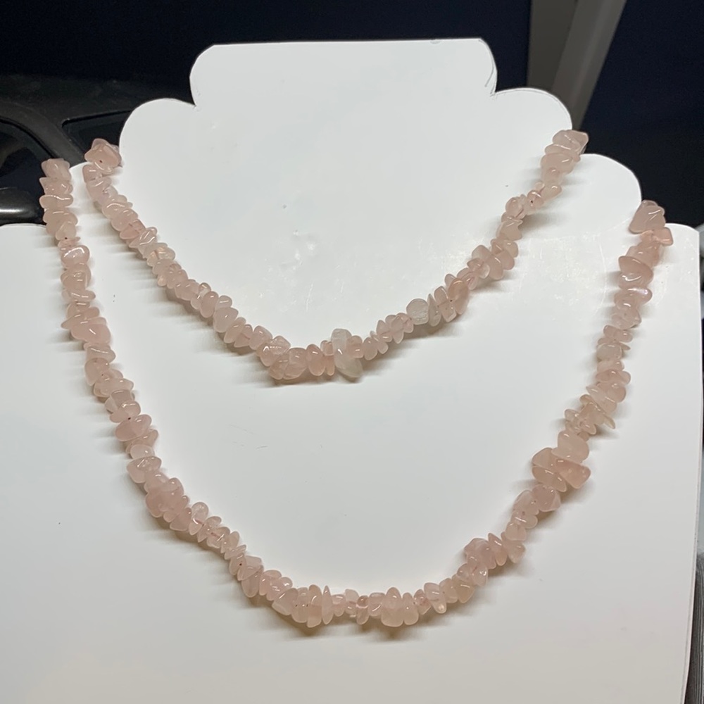 Natural rose quartz necklace